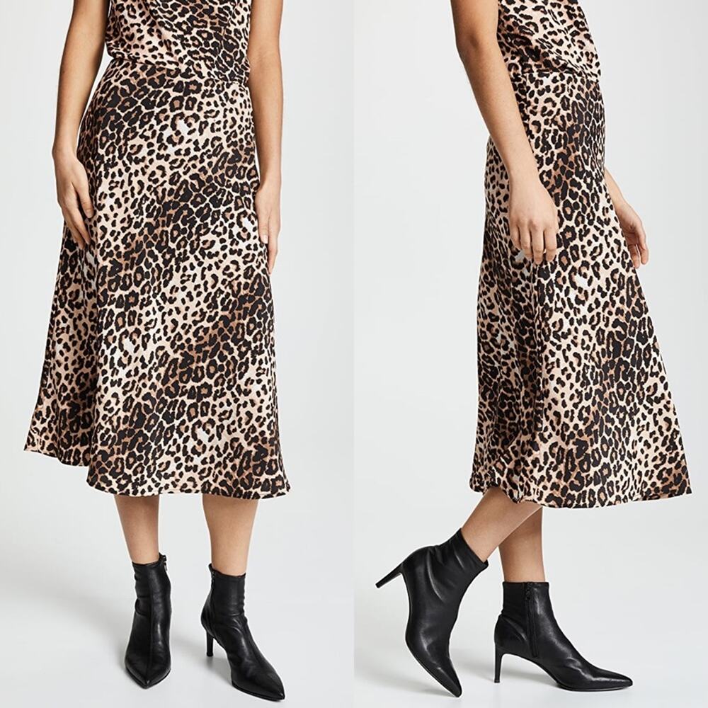 Valencia & Vine‎ Leopard Animal Print Midi Slip Skirt Size Small Classic